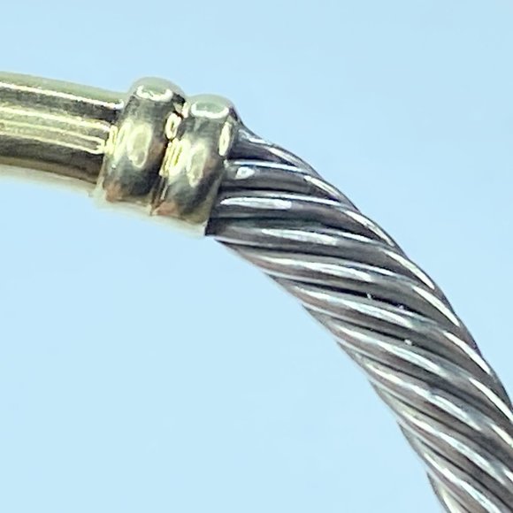 David Yurman Sterling 925 18K station Rope Cable cuff bangle 28.4g 7.5" JR7989 - Picture 10 of 11
